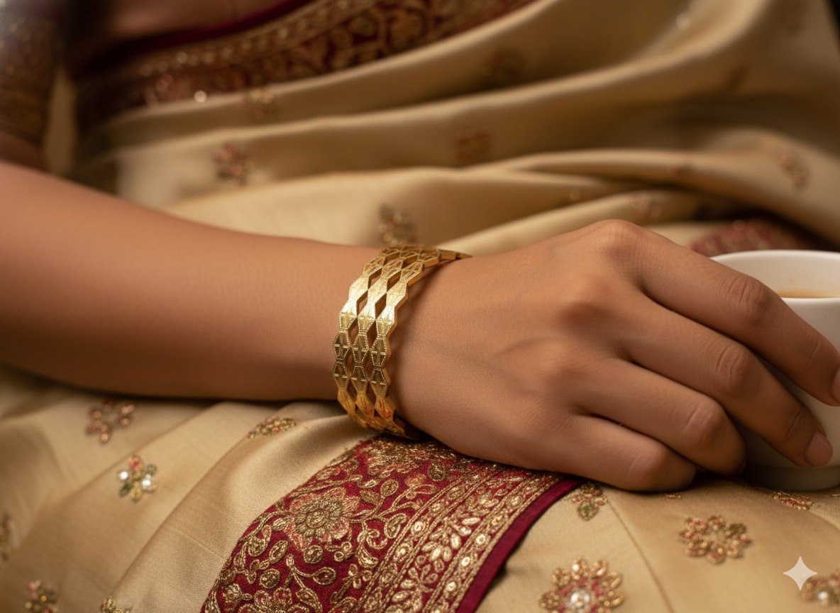 Royal Geometric Gold Kada Bracelet