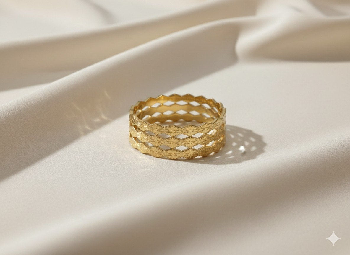 Royal Geometric Gold Kada Bracelet
