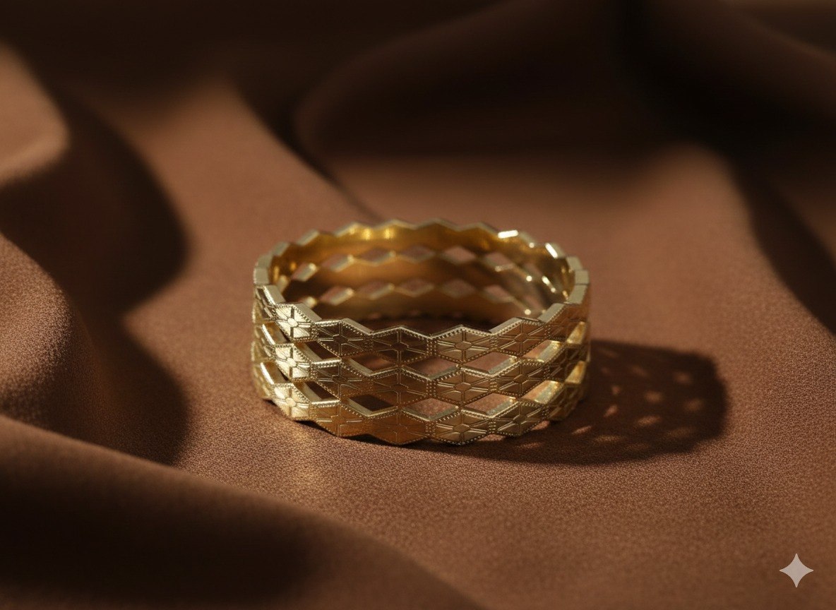 Royal Geometric Gold Kada Bracelet