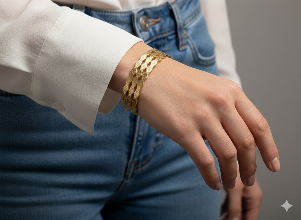 Royal Geometric Gold Kada Bracelet