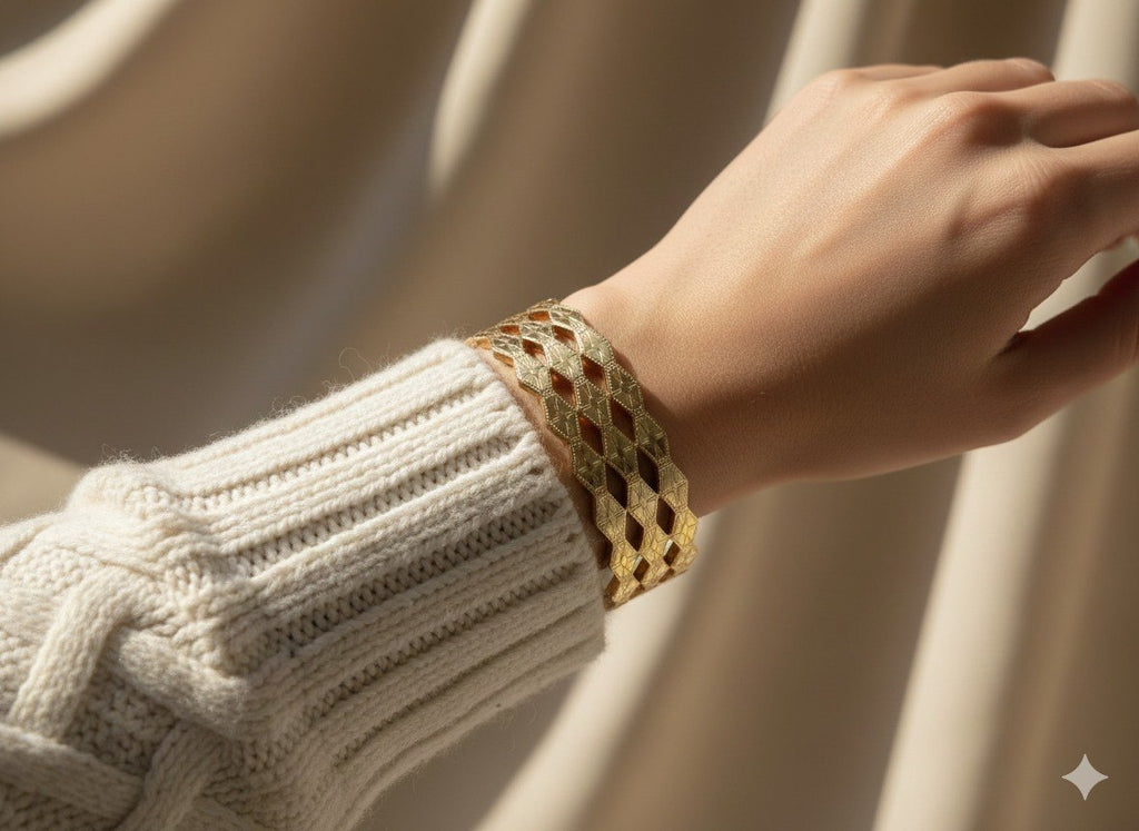 Royal Geometric Gold Kada Bracelet