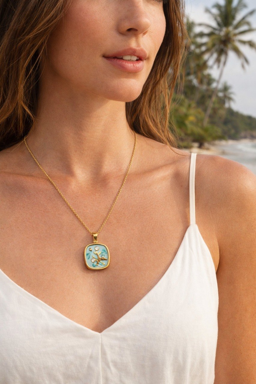 Azure Bloom Anti-Tarnish Pendant Necklace