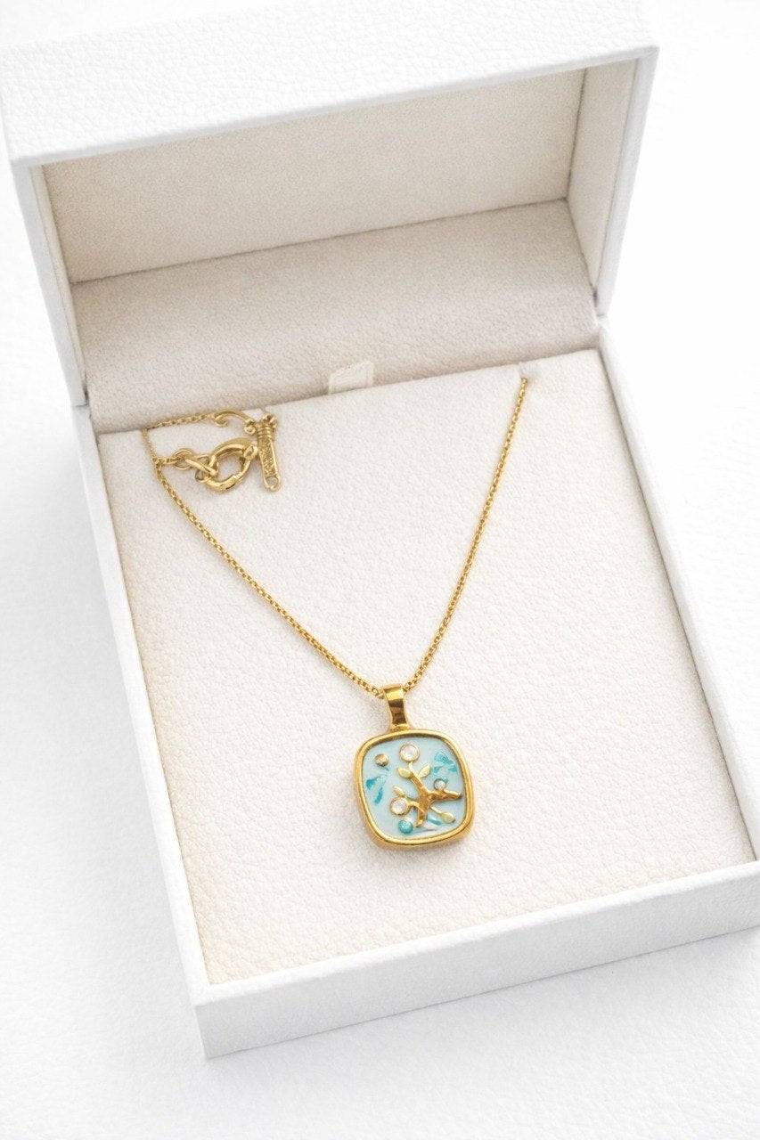 Azure Bloom Anti-Tarnish Pendant Necklace