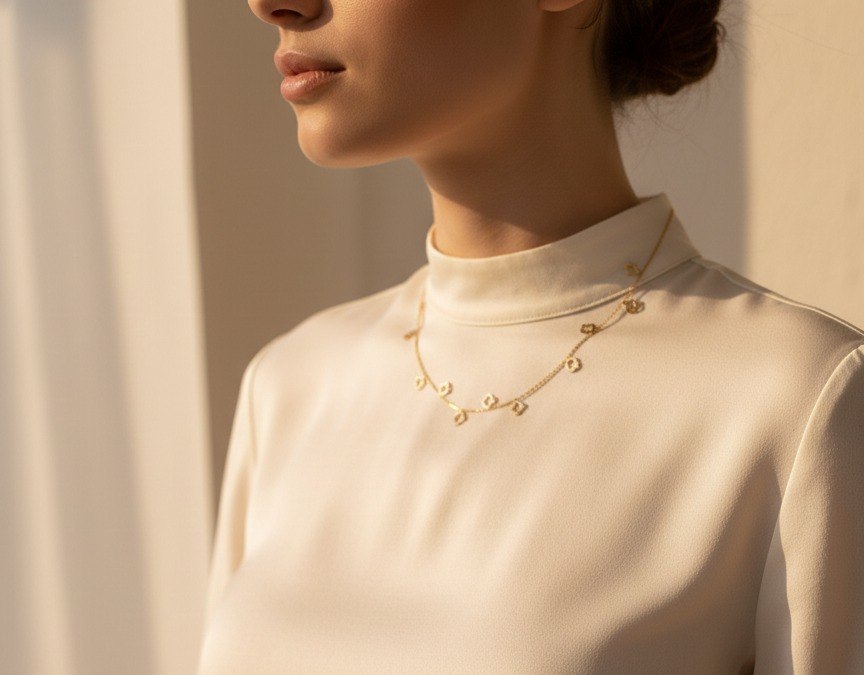 Golden Clover Chain Necklace – Anti-Tarnish Stainless Steel