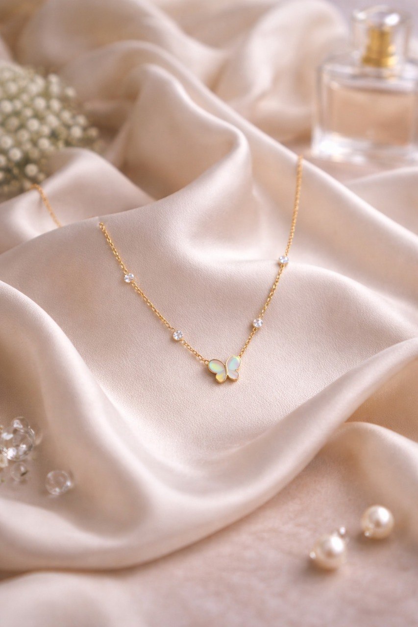 Delicate Butterfly Charm Necklace – Gold Finish