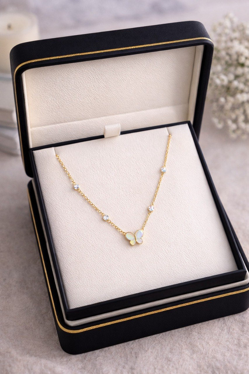 Delicate Butterfly Charm Necklace – Gold Finish