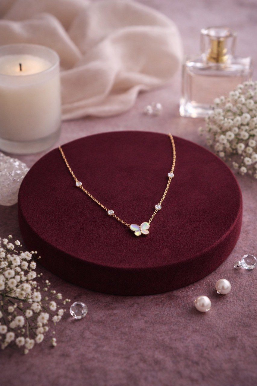Delicate Butterfly Charm Necklace – Gold Finish