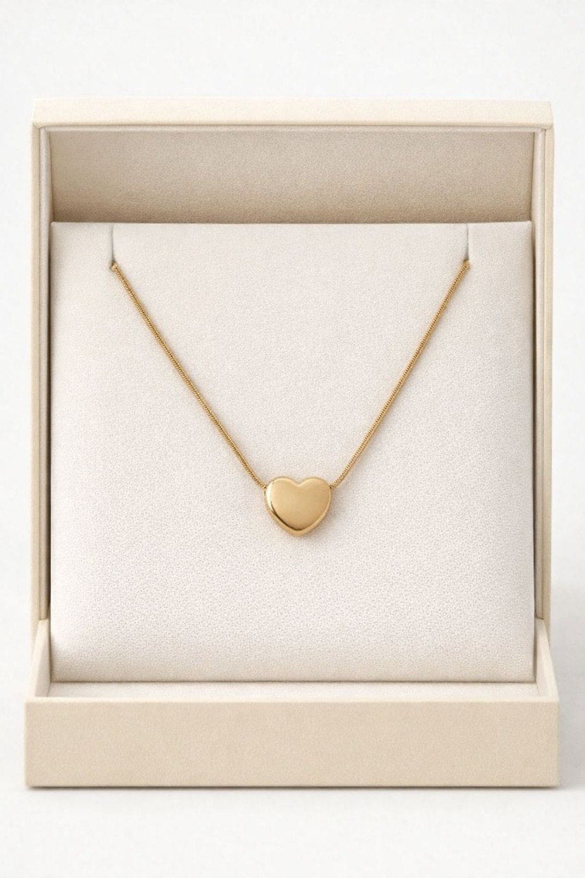 Golden Heart Love Pendant Necklace – Anti-Tarnish Stainless Steel