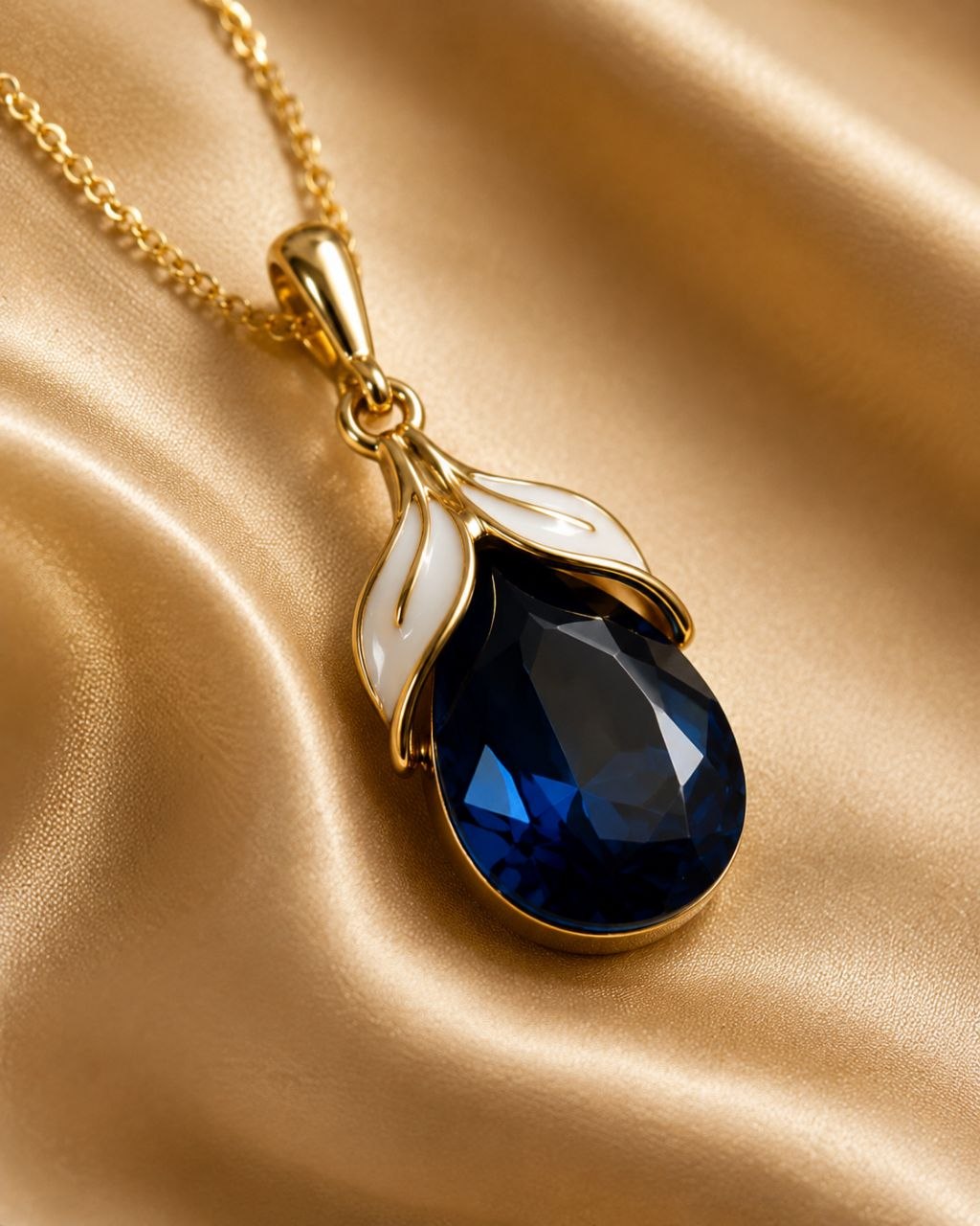 Midnight Bloom Anti-Tarnish Pendant Set with Earrings