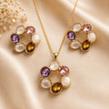 Pastel Aura Anti-Tarnish Pendant Set with Earrings