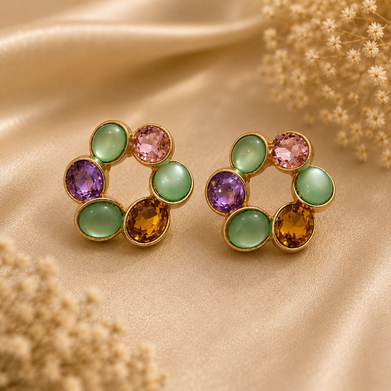 Mint Blossom Anti-Tarnish Pendant Set with Earrings