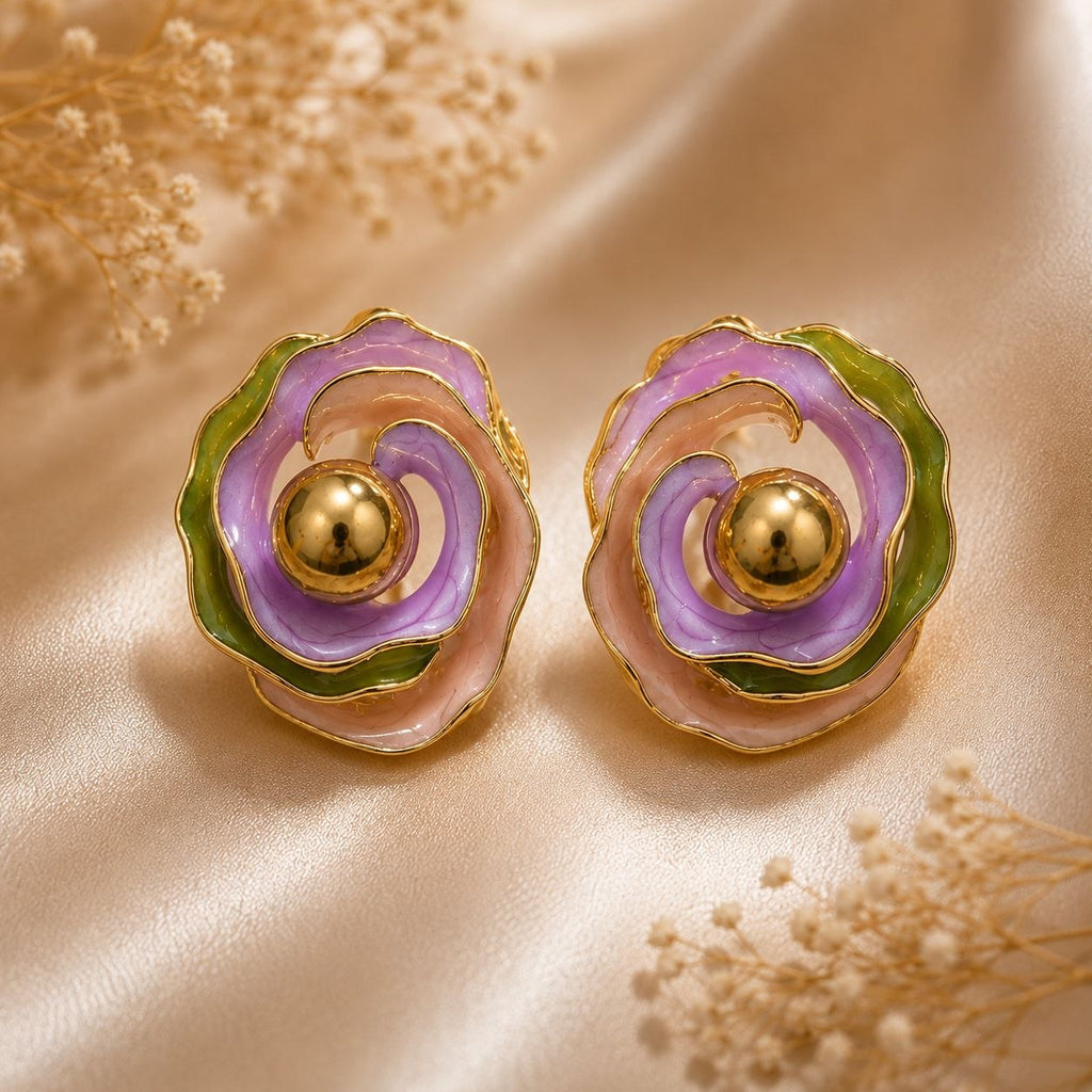 Pastel Rose Anti-Tarnish Pendant Set with Earrings