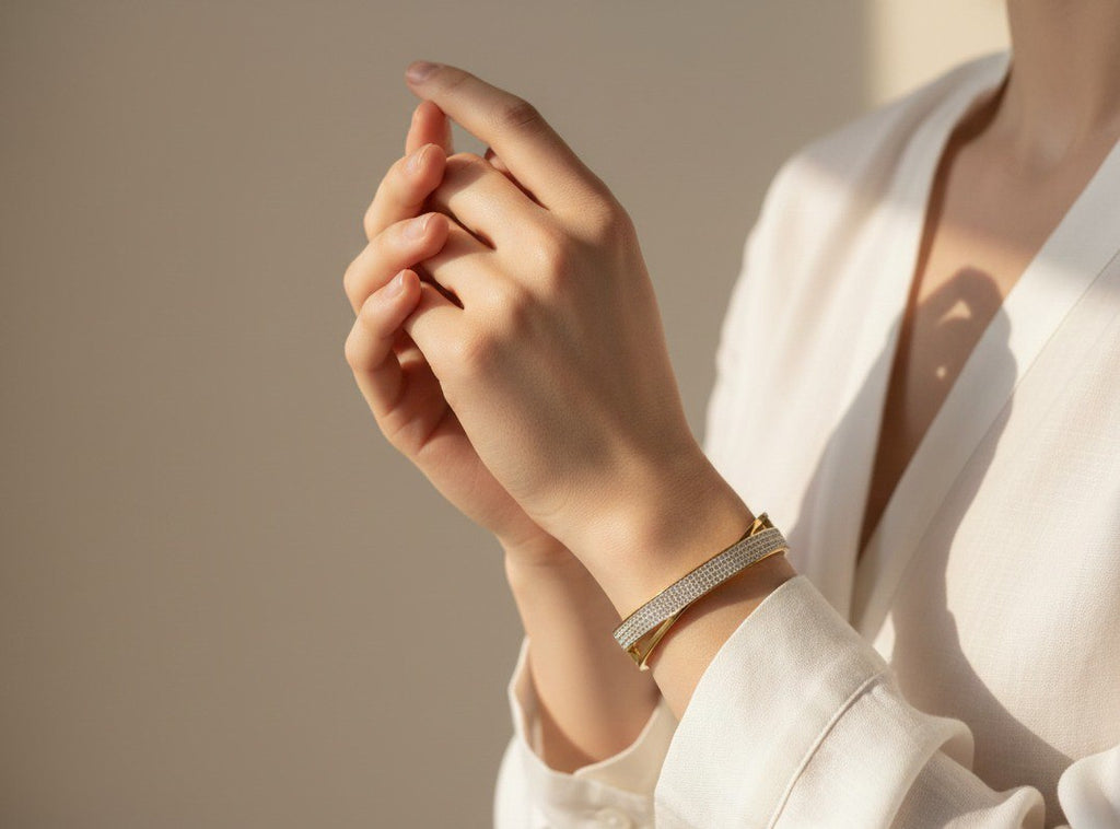 Radiant Criss-Cross Gold Cuff Bracelet