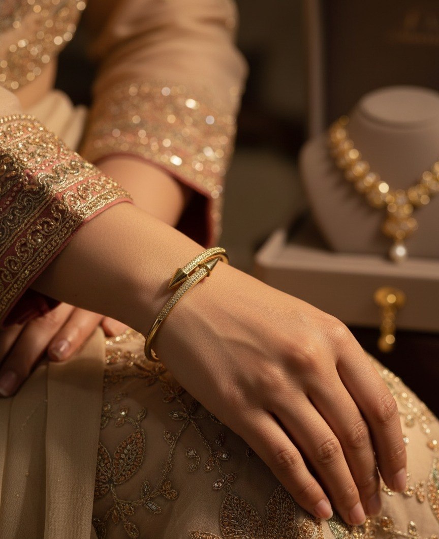 Luxe Gold Nail Cuff Bracelet