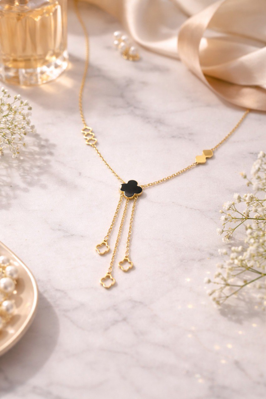 Golden Clover Cascade Necklace