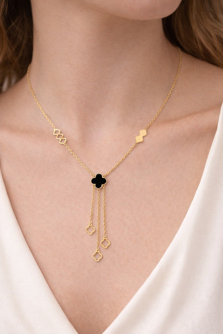 Golden Clover Cascade Necklace