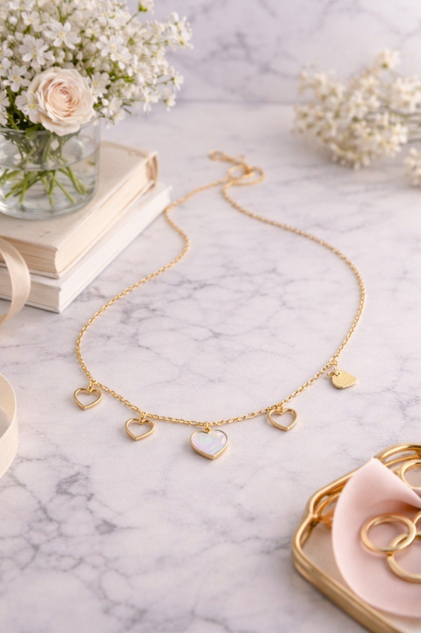 Elegant Layered Heart Charm Necklace