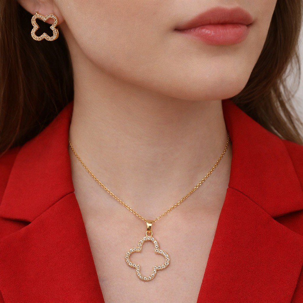 Clover Crystal Necklace Set