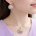 Floral Enamel Pendant Necklace Set