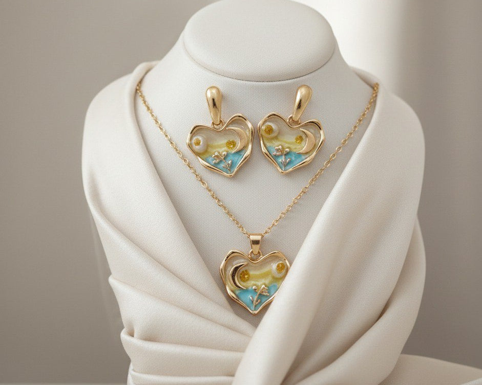 Heart Enamel Pendant Necklace