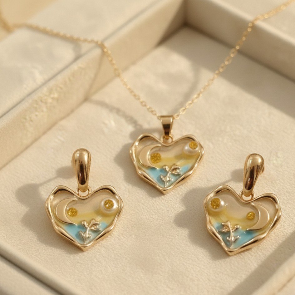 Heart Enamel Pendant Necklace