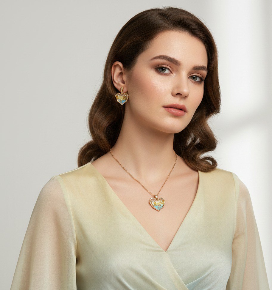 Heart Enamel Pendant Necklace