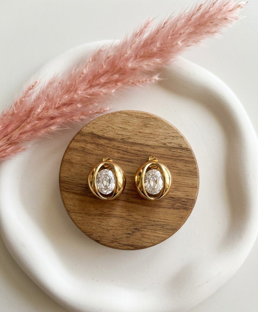 Crystal Orbit Stud Earrings