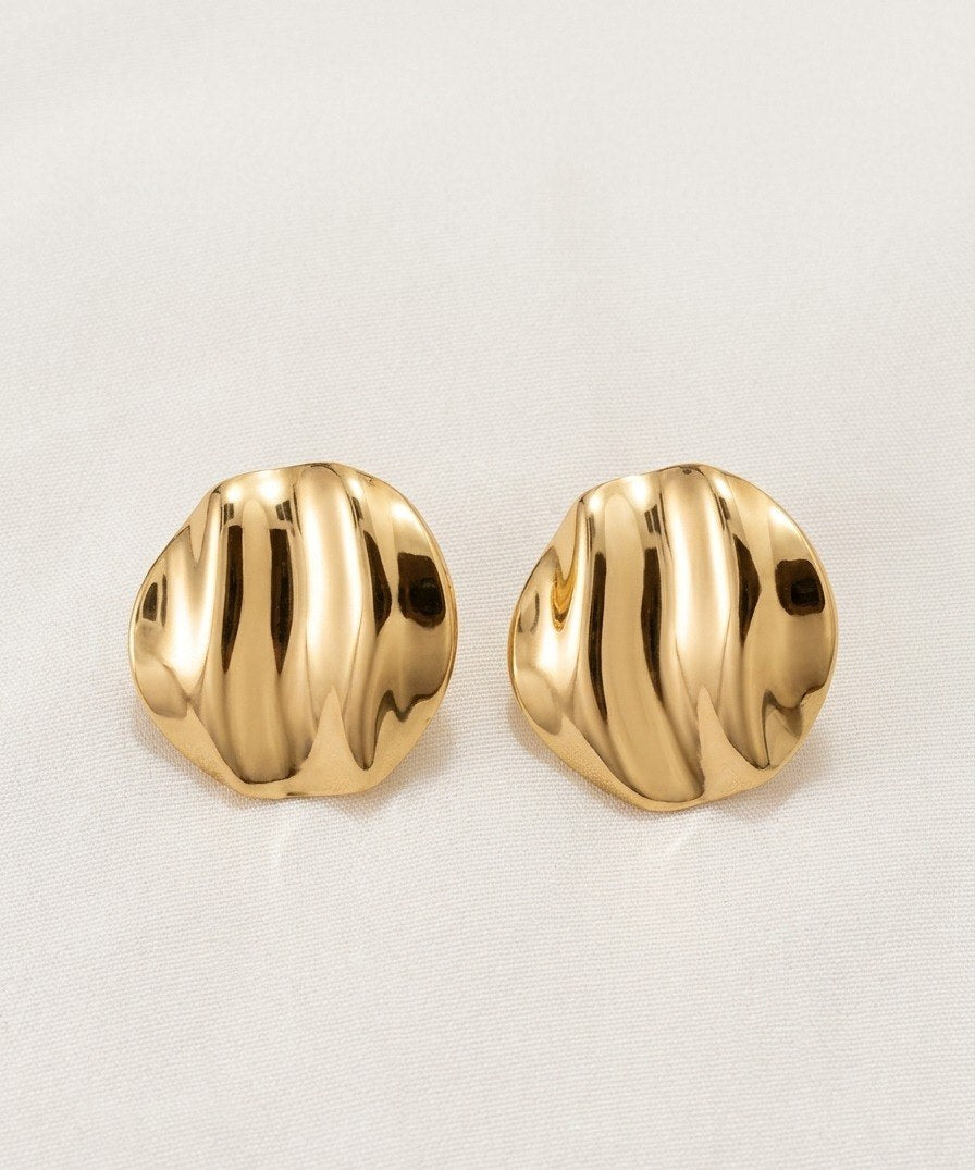 Golden Ripple Stud Earrings