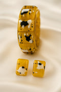 Amber Marble Bangle & Earrings Set