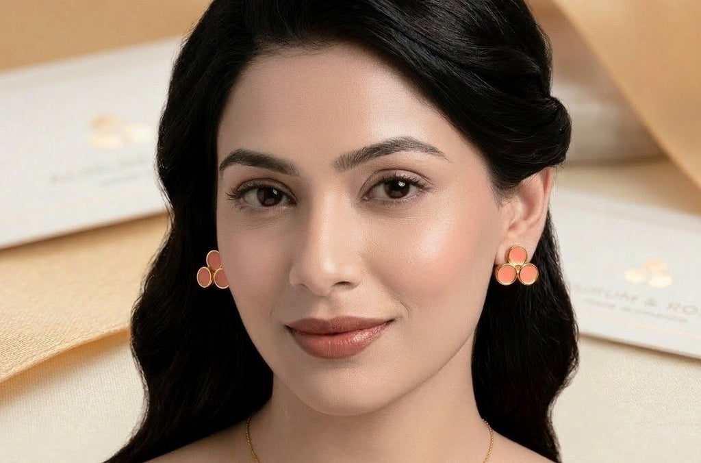 Coral Trio Stud Earrings