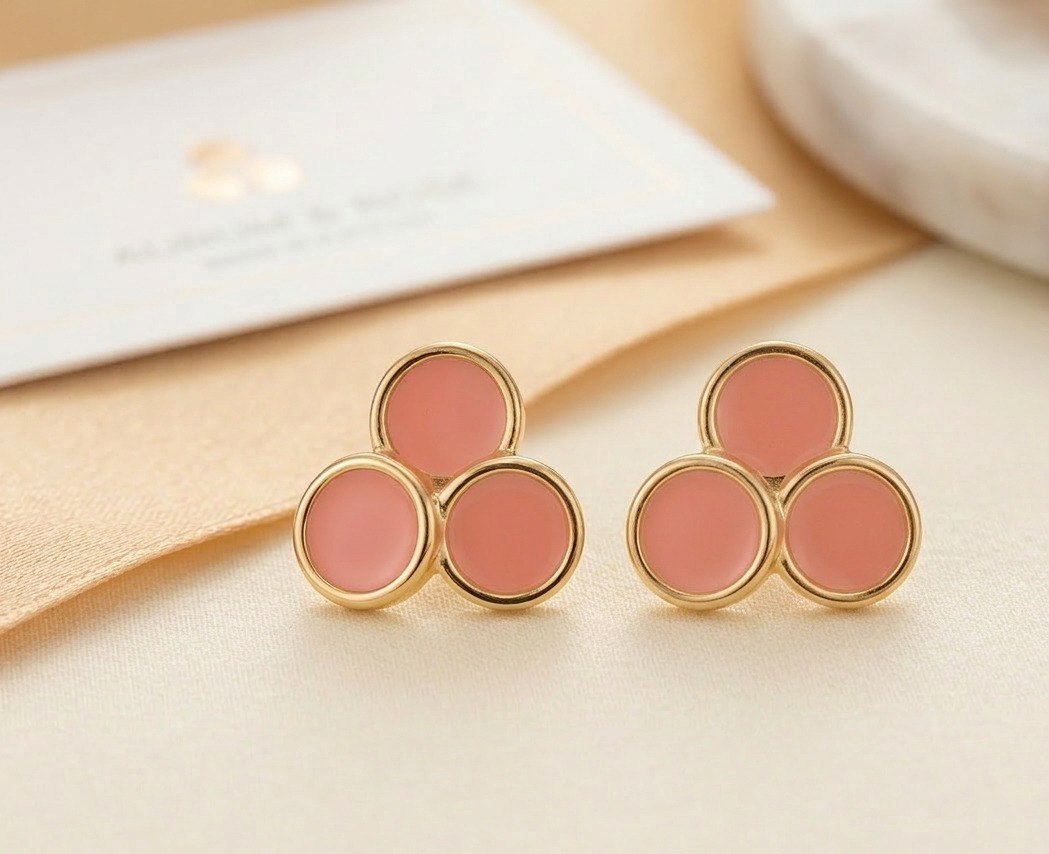 Coral Trio Stud Earrings