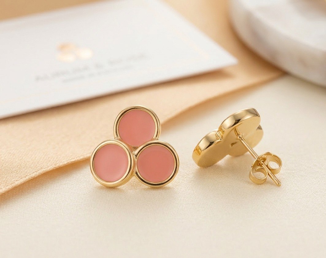 Coral Trio Stud Earrings