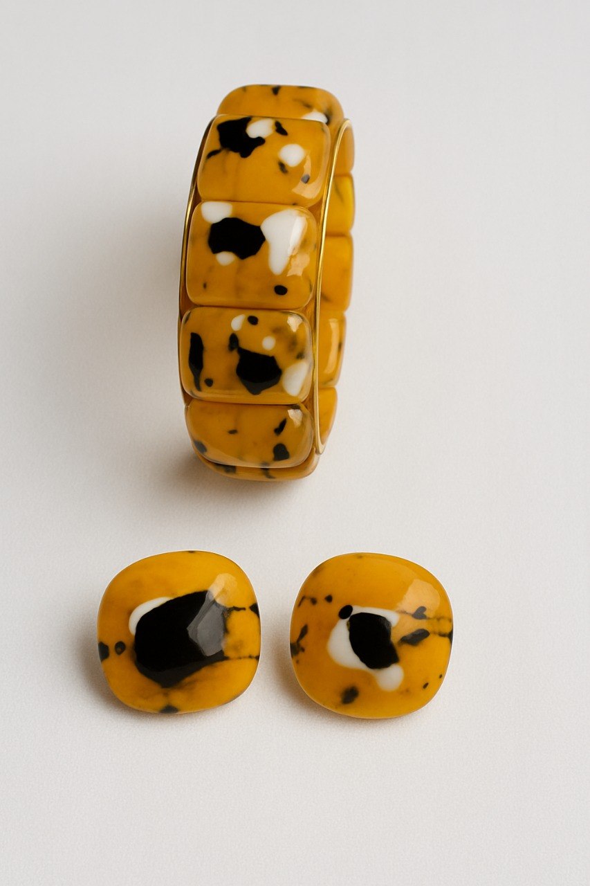 Leopard Resin Bangle & Earrings Set