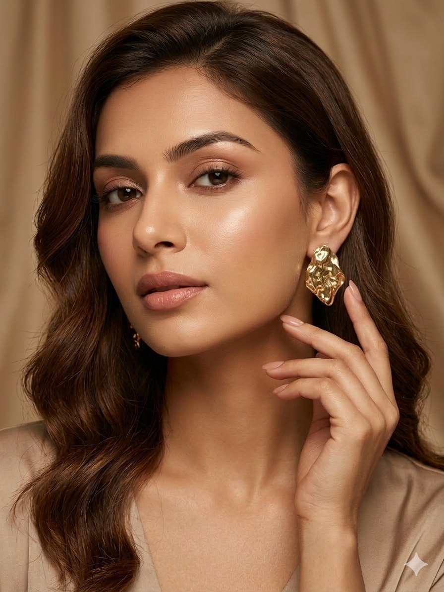 Molten Gold Statement Stud Earrings