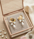 Floral Crystal Pearl Drop Earrings