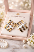 Dual Tone Geometric Statement Earrings