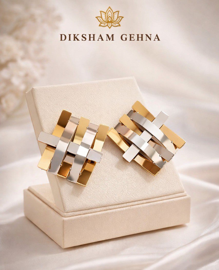 Dual Tone Geometric Statement Earrings