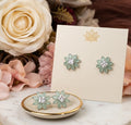 Aqua Bloom American Diamond Stud Earrings
