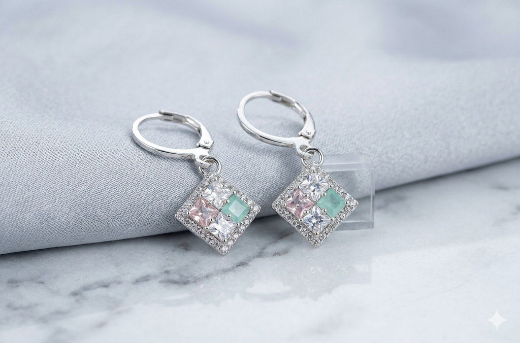 Pastel Prism American Diamond Drop Earrings