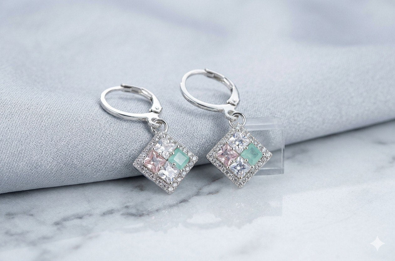 Pastel Prism American Diamond Drop Earrings