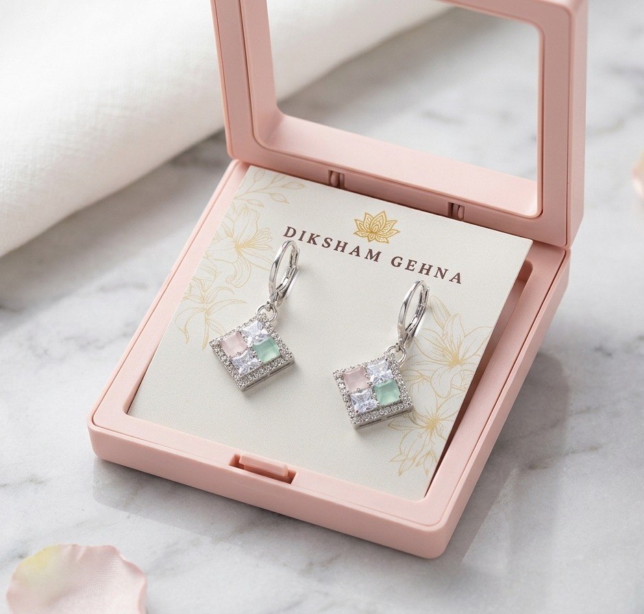 Pastel Prism American Diamond Drop Earrings