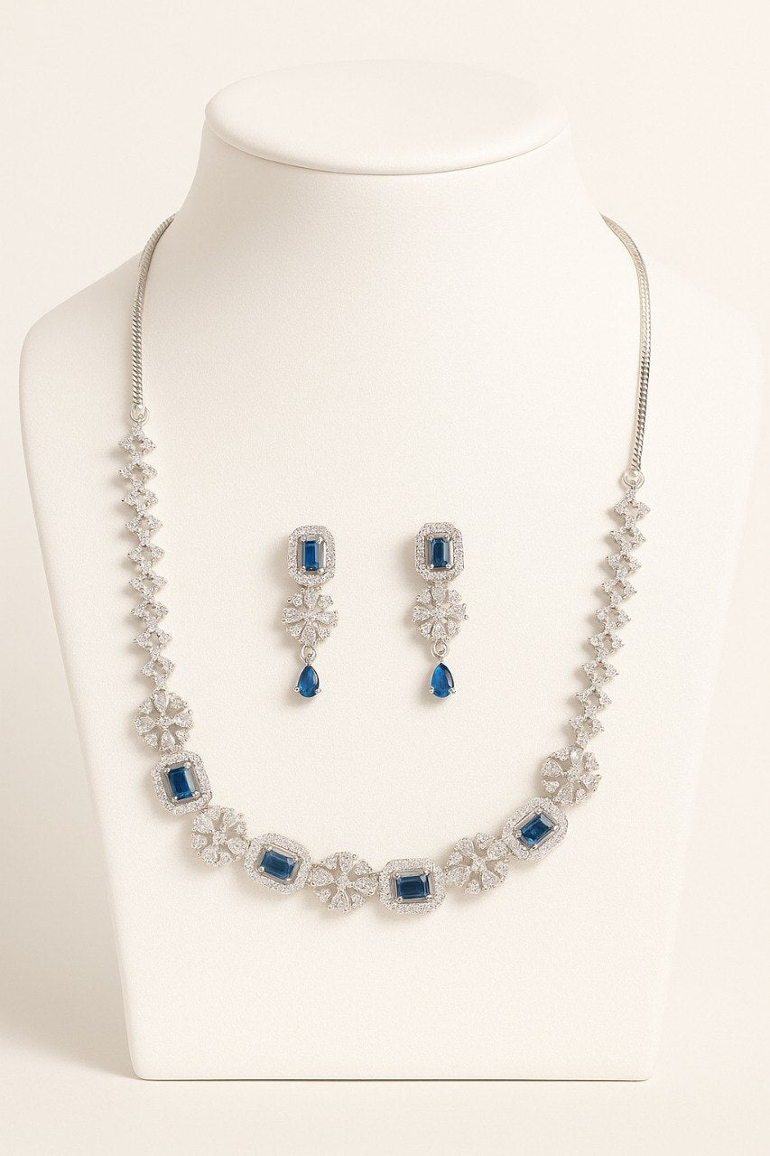 Blue Blossom – AD Necklace Set