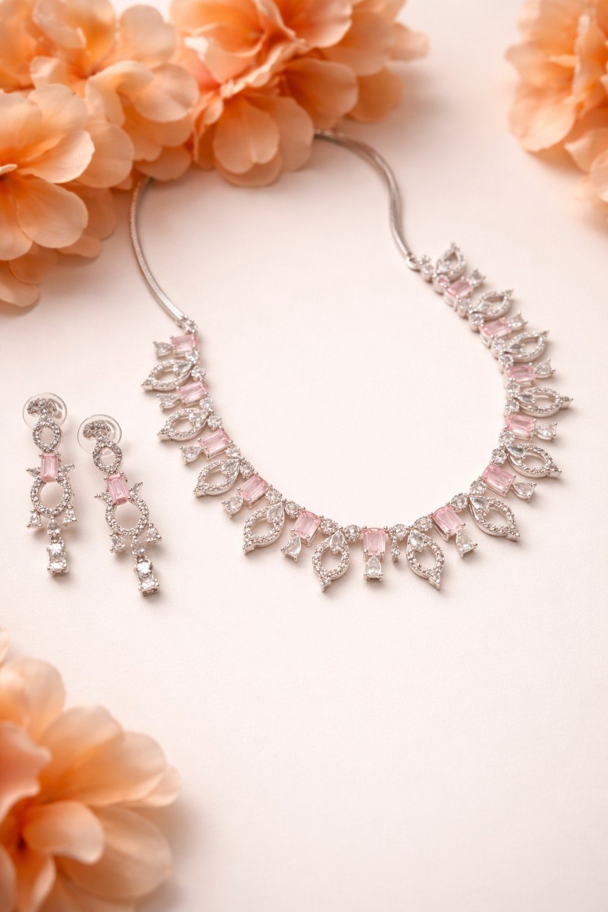 Blush Radiance – AD Necklace Set