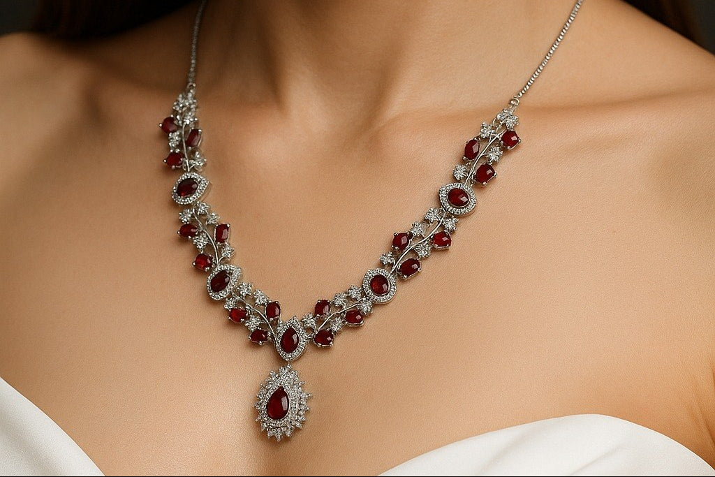Ruby Radiance – AD Necklace Set