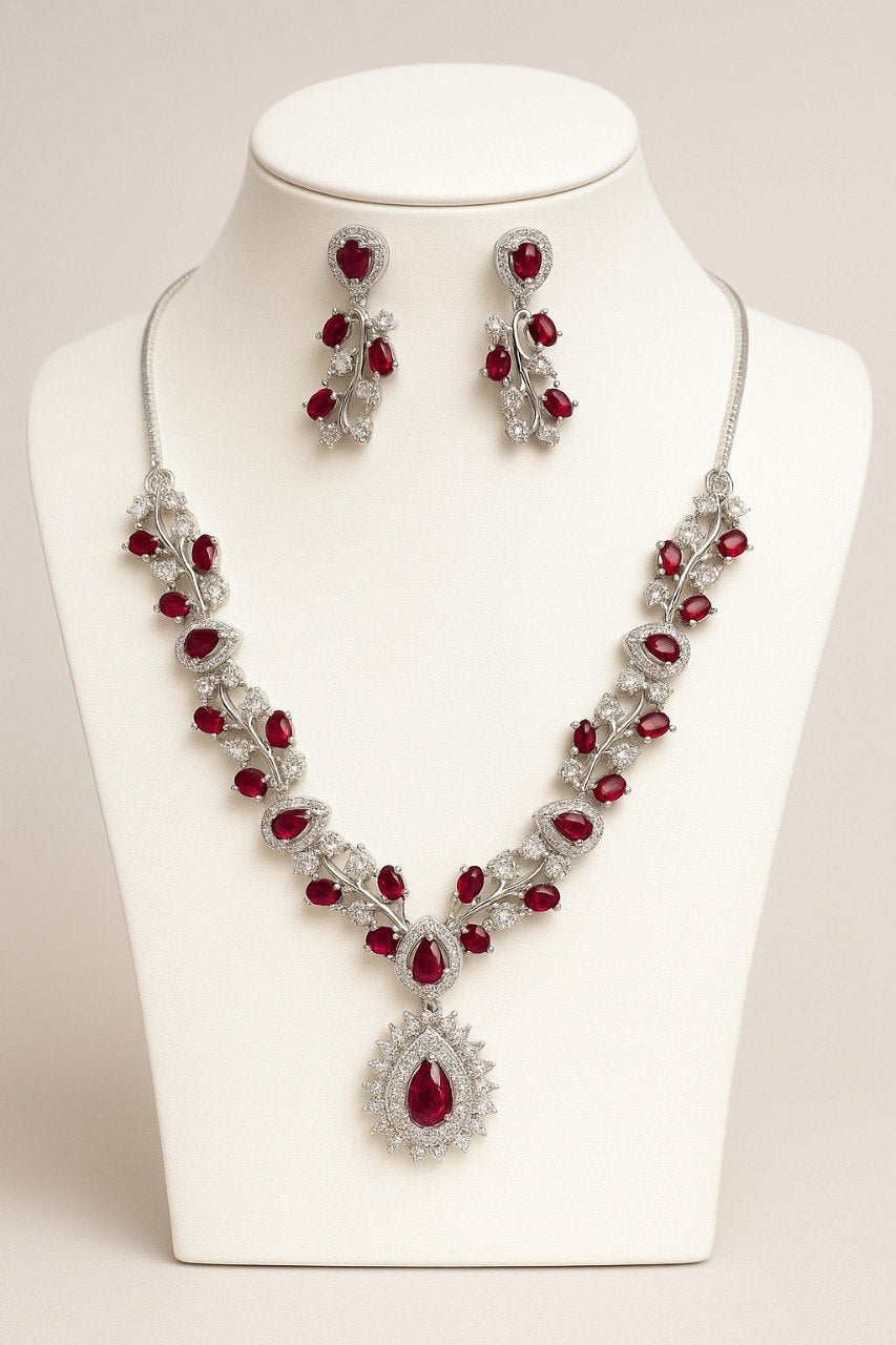 Ruby Radiance – AD Necklace Set