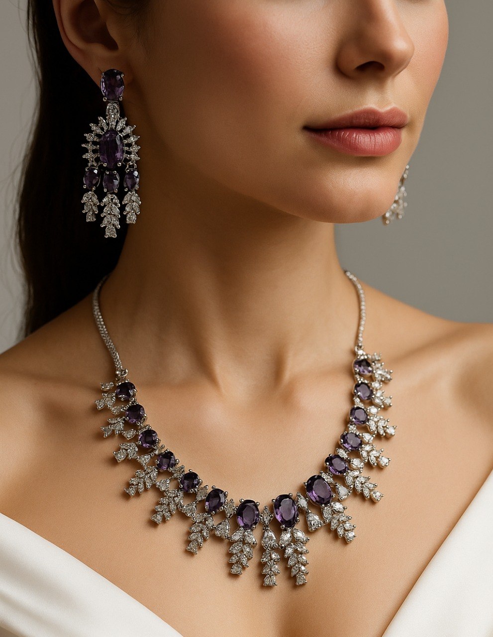 Mystic Purple Grace – AD Necklace Set