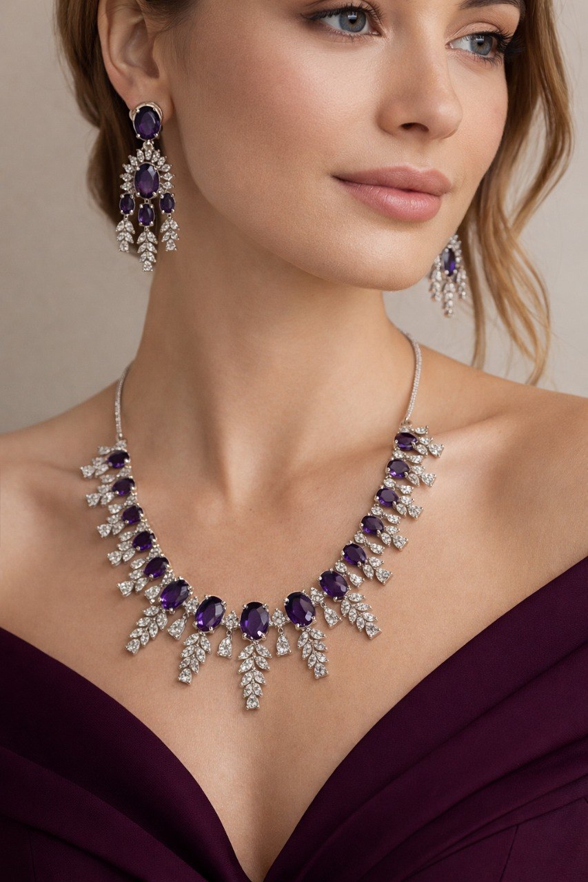Mystic Purple Grace – AD Necklace Set