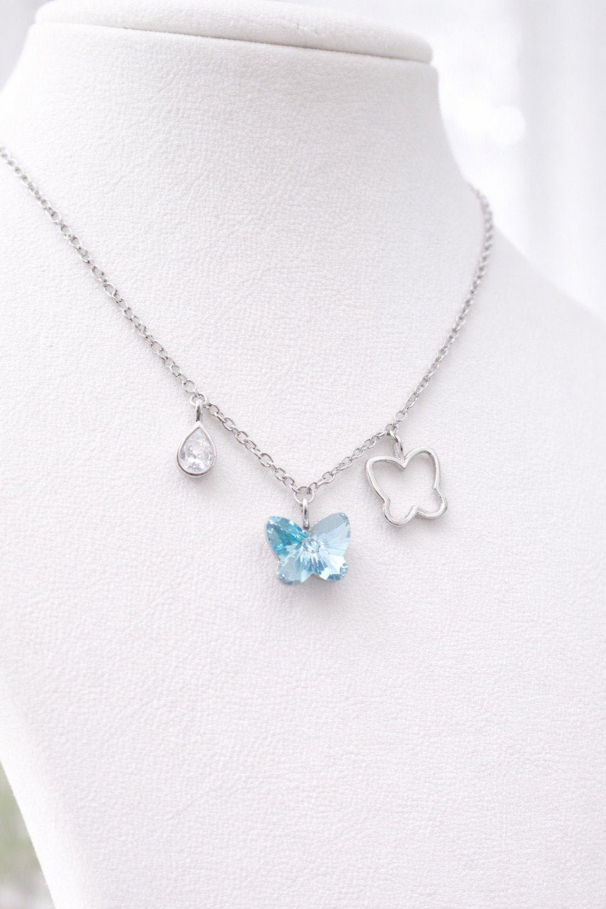 Sky Butterfly Charm Necklace – 925 Sterling Silver