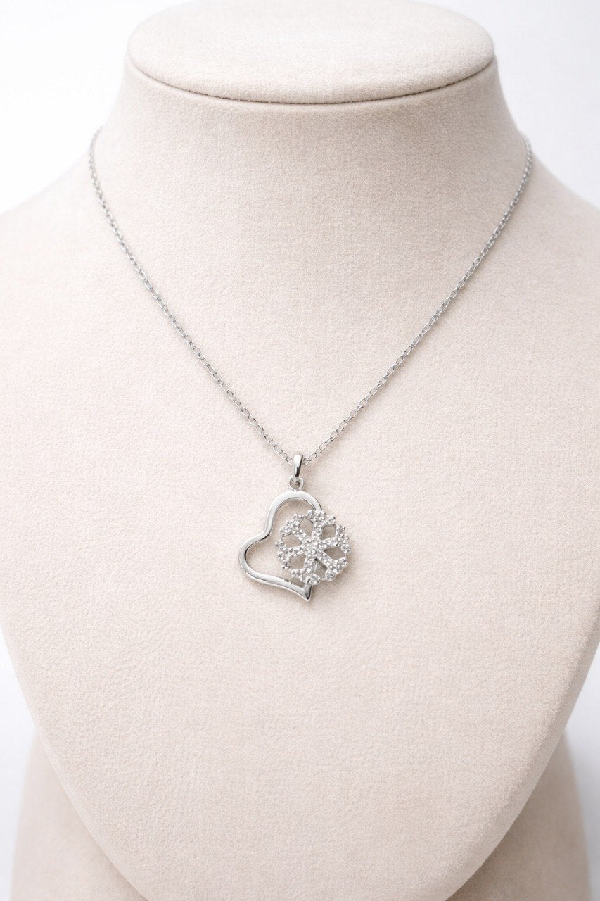 Sparkling Heart Bloom Pendant – 925 Sterling Silver Necklace