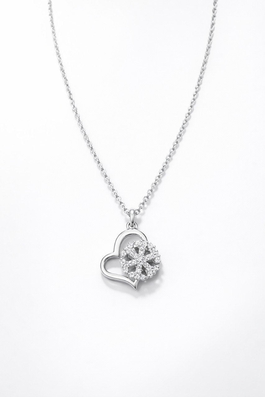 Sparkling Heart Bloom Pendant – 925 Sterling Silver Necklace